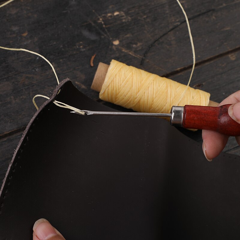 Wooden Handle Awls DIY Leather Tent Sewing Awl Shoes Repair Tool Hand Stitcher Leather craft Awl Punch Hole Leather Tools 1PC