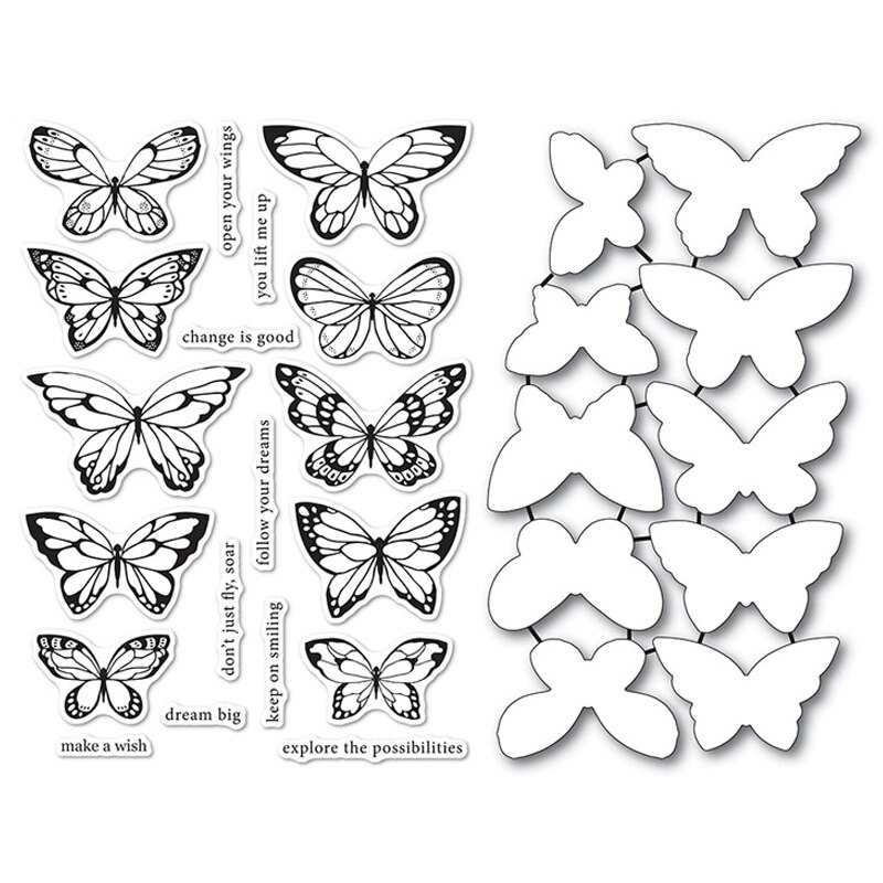 Lovely Butterflies Clear Stamp and Die set Various Butterfly Stamps Metal Cutting Dies for DIY Scrapbooking Paper Cards Crafts