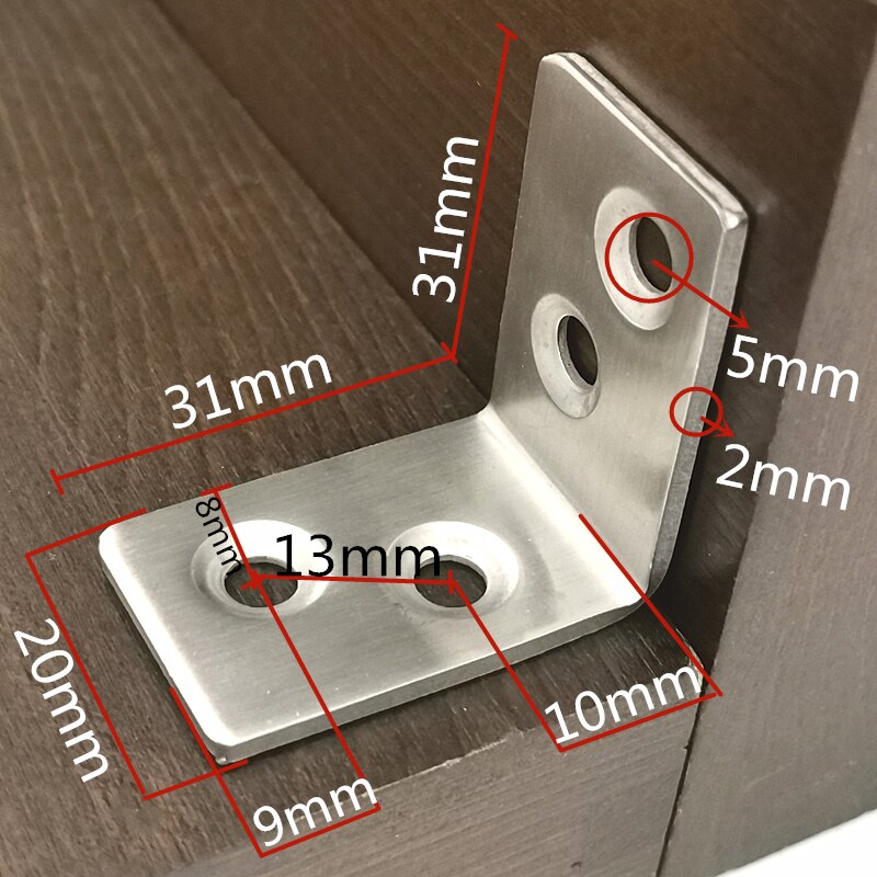 Stainless Steel L-shaped Angle Bracket 90 Degree Holder Furniture Connector Partition Triangle Fixed Block Laminated Bracket: FJ28F