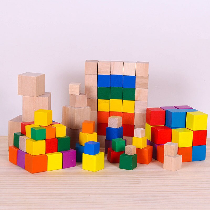 100Pcs 10mm Wood Cubes Colorful Dice Chess Pieces Right Angle For Token Puzzles Kids Children Board Game Cubes Early Education