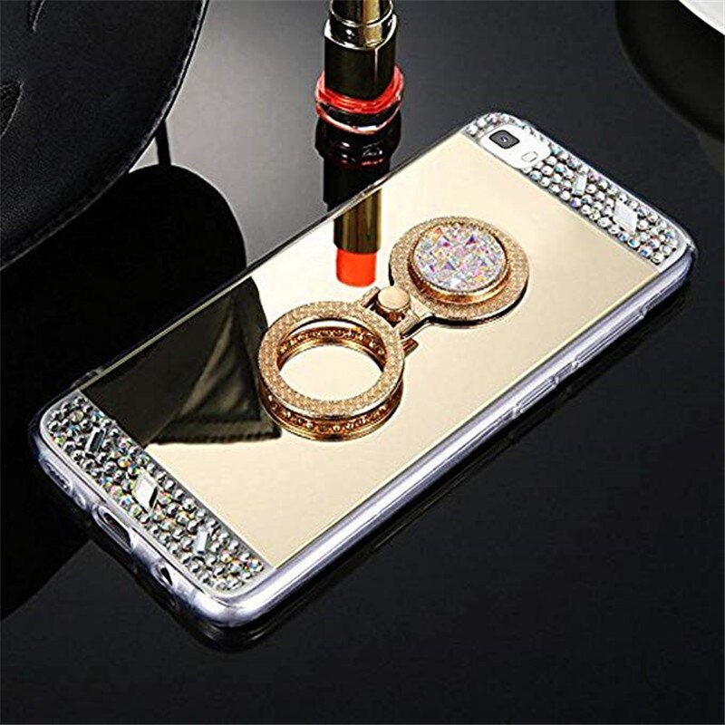 S20plus Mirror Make up Rhinestone Phone Case For Samsung S20 S20ultra Cases for Samsung Galaxy s20E Funda Bear Ring stand Coque: S20 / Gold Diamond