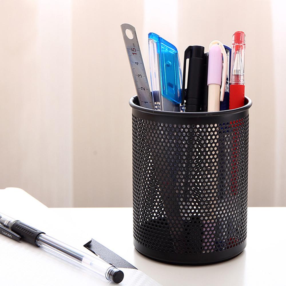 Round Mesh Metal Multifunction Pen Holder Round Circular Pencil Pencil Stationery Holder Container Organizer Office Supplies