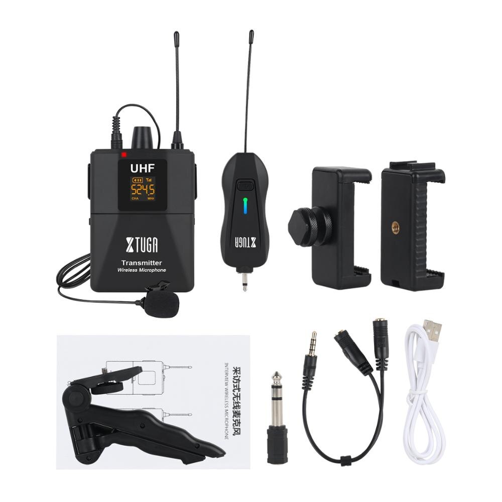 XTUGA Wireless Lavalier Microphone Camera Mic with Mini Rechargeable Receiver for Phones SLR Cameras Interview Live Recording: CM1 With tripod