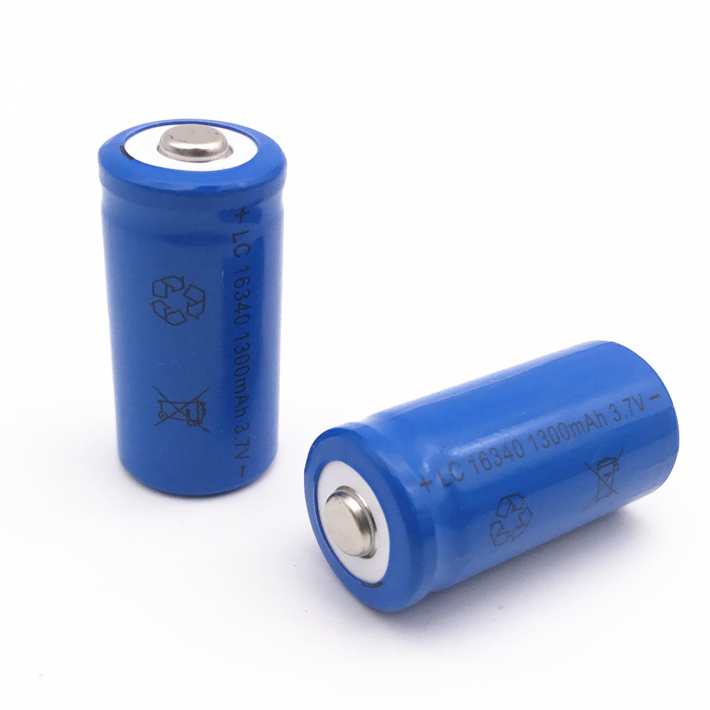 Batería recargable de iones de litio de 1300mAh, 3,7 V, 16340 baterías CR123A para linterna LED, cargador de pared de viaje para batería 16340 CR123A