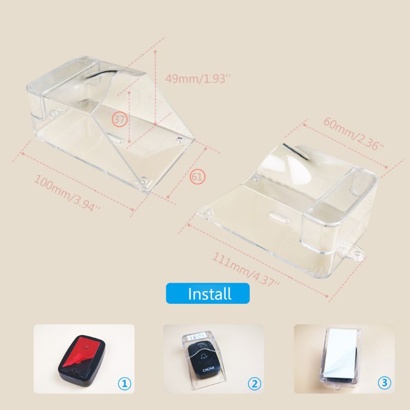 Cubierta impermeable para timbre de puerta inalámbrico, timbre de puerta con botón transparente