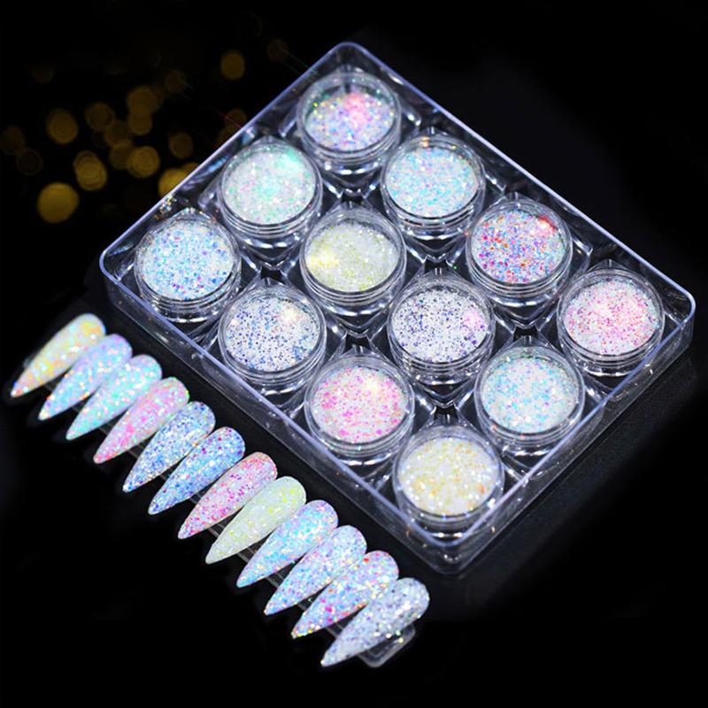Clorful Opal Jelly lentejuelas brillo de uñas copos oro plata Holographics polvo brillante polvo arte uñas decoración DIY manicura