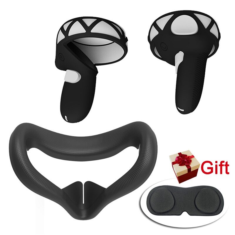 Cubierta protectora de silicona 2 en 1 para Oculus Quest 2, protector facial para máscara de ojos, accesorios de protección para lentes,: Black Style 2