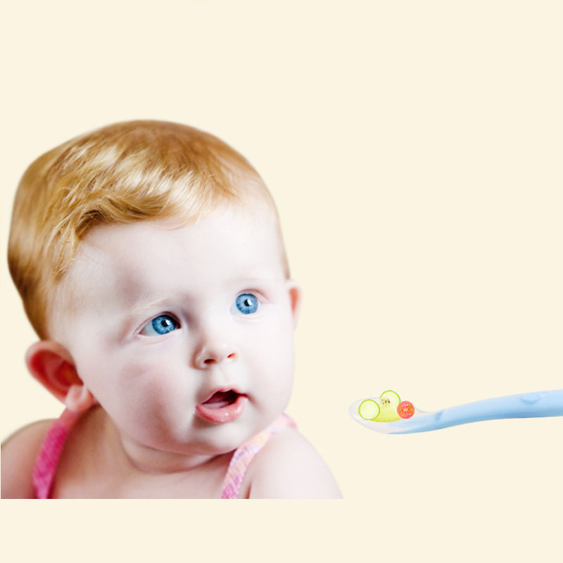 Kleurrijke Baby Zachte Siliconen Voeden Lepel Babylepel Veiligheid Servies Zuigeling Leren Lepels Voor Baby