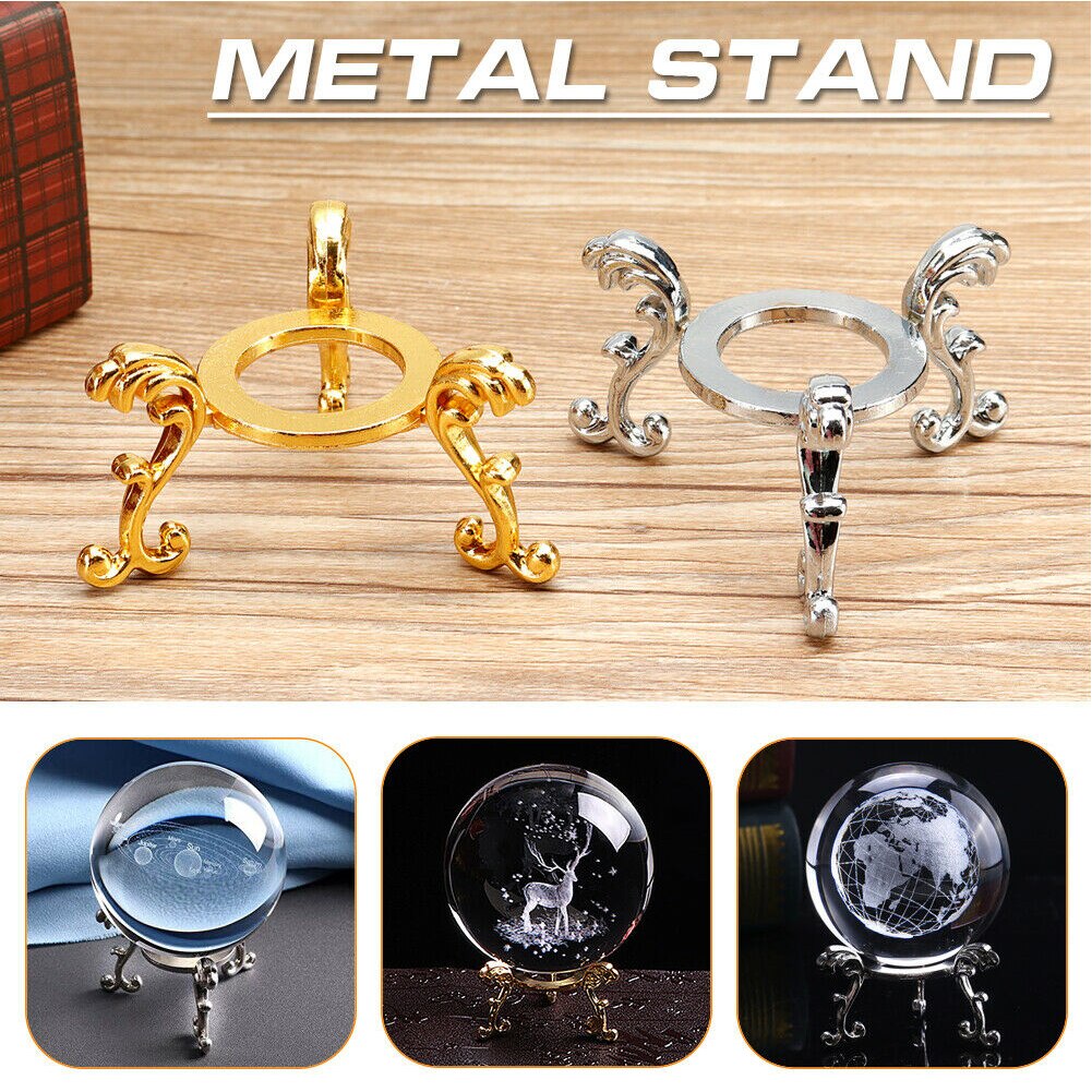 Bola de cristal DIY, decoración de hogar de pie, arte, artesanía, Base de Metal, soporte de esfera de oficina, mostrar adornos, accesorios de de fotografía, grabado en 3D