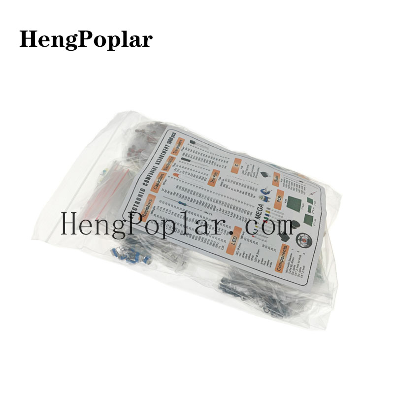 Kit de componentes electrónicos de 1900 piezas, incluida surtido + condensadores + resistencias + LED + transistores + conectores CC + PCB + opamp: Rosa