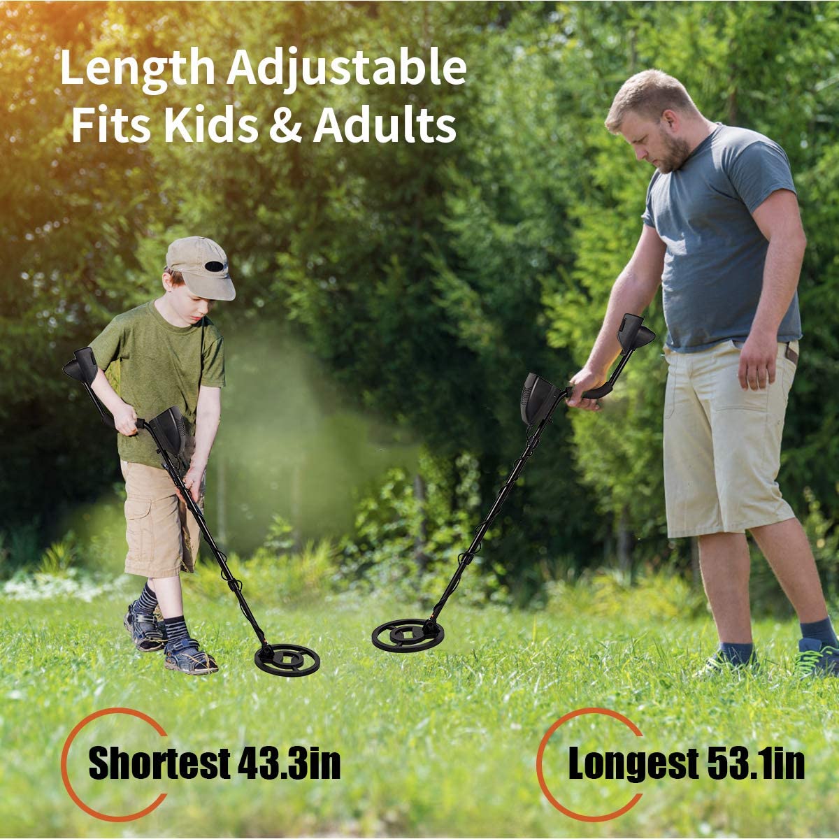 MD-3028 Detector de metales de alta precisión para adultos y niños, pantalla LCD con bobina de búsqueda impermeable de 8,5 ", función de Pinpoint y modo de disco