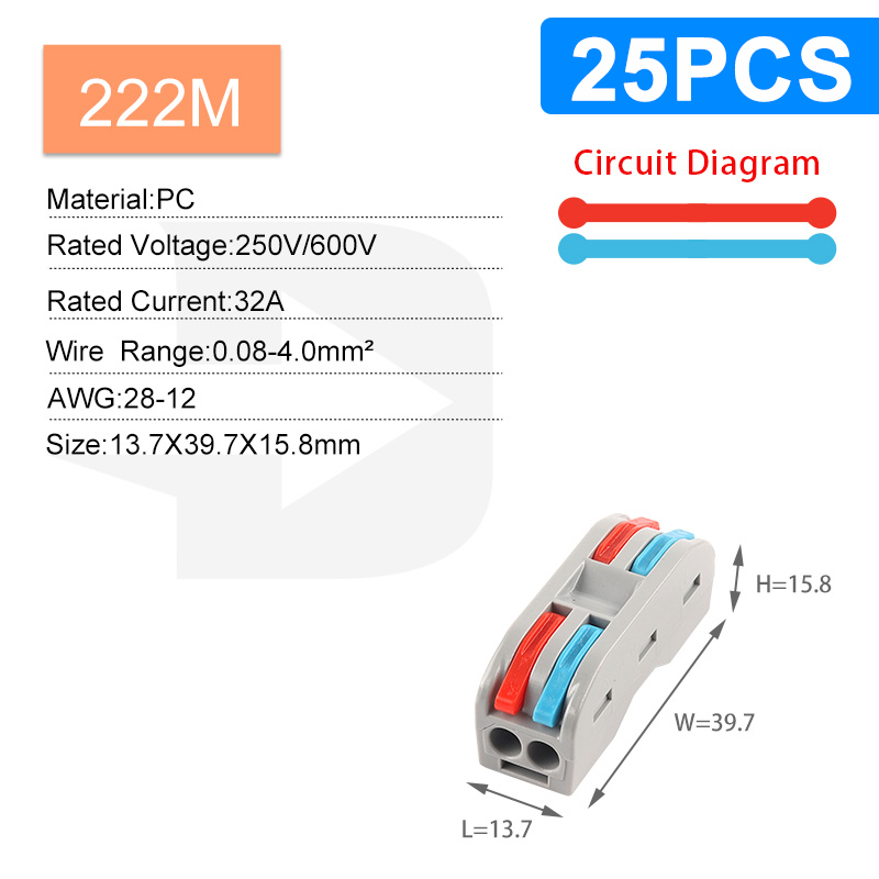Mini Fast Wiring Connectors Universal Compact Splitter Electrical Cable Push-in Conductors Connector With Lever Terminal Block: Dark Grey