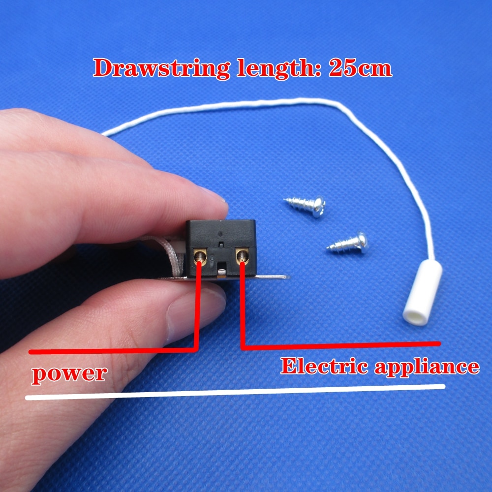 10pcs pull cord switch for Ceiling lamp wall lamp bedside lamp Open Single Pull Control Rope Switch 2A 250V