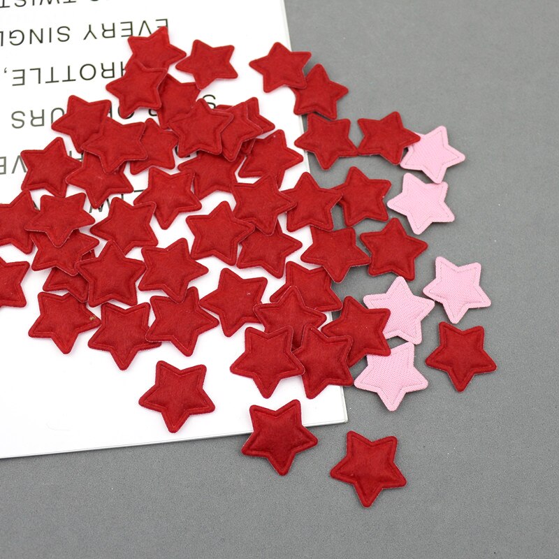 30 stuks 2.5cm stervormige vilten lapjes applicatie voor knutselen/kleding/haarspeld diy scrapbooking doos decoratie accessoires: Rood
