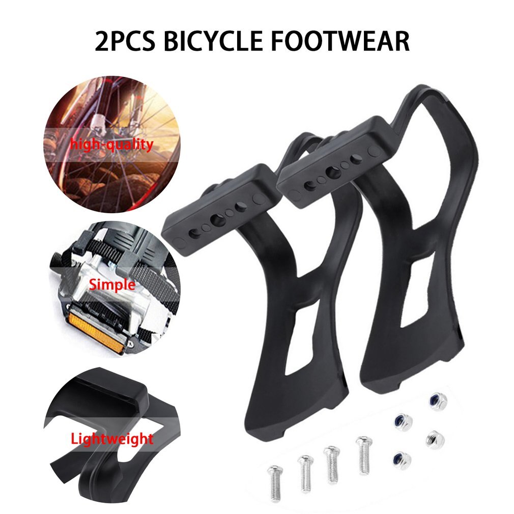 1Pair Delicate Cycling Bicycle Bike Strapless Toe Pedal Clips Half Clips Black Bike Strapless Bike Toe Clips Bicycle Accessories