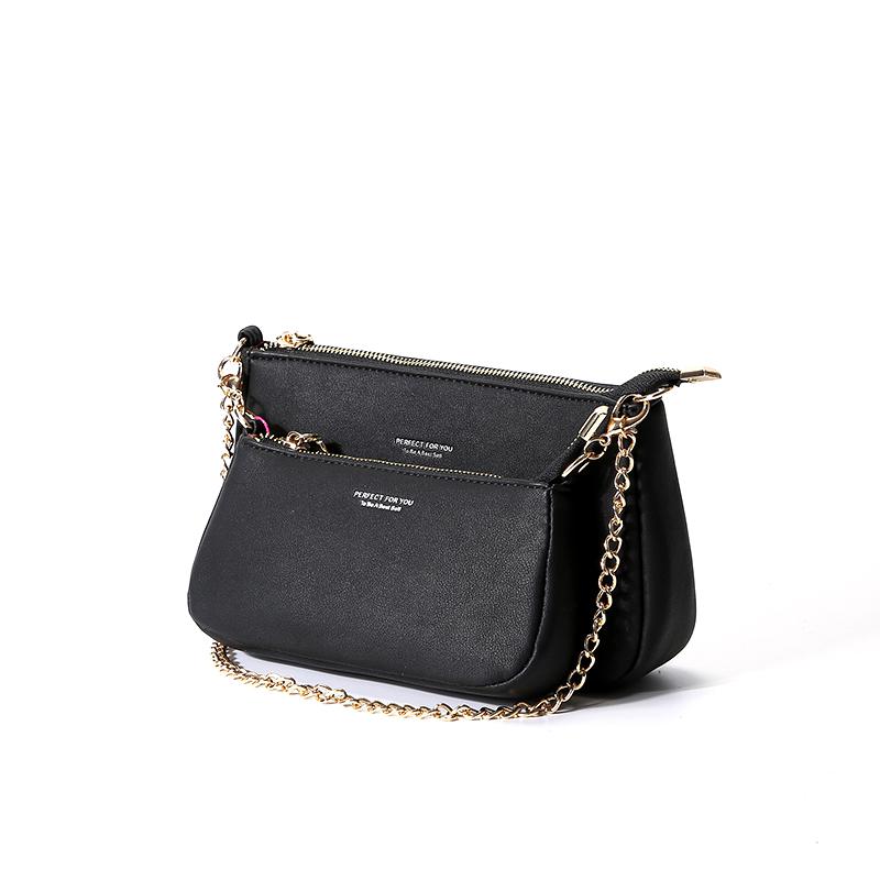 Dames schoudertassen kleine dames handtassen merk dames crossbody tas pu leer dames messenger bags: Zwart