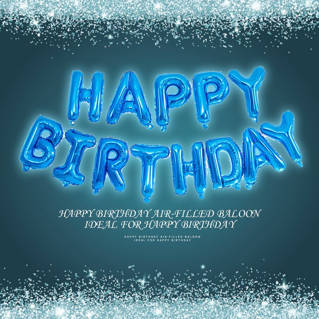 Self Inflating Balloon Happy Birthday Party Balloon Set Banner Bunting Foil 16 Inch Blue Letters Party Decorations Kid Balloons