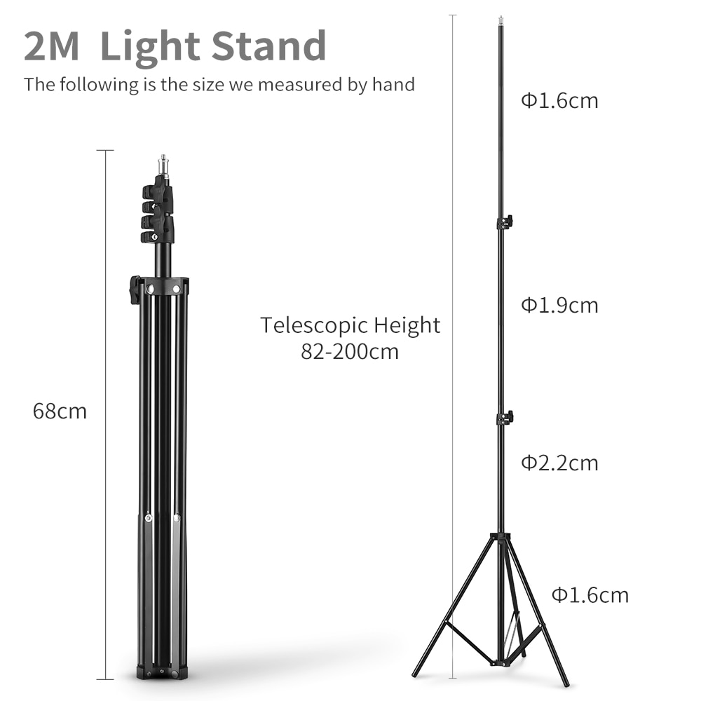 Treppiede con supporto per luce a vite 2M 1/4 per Studio fotografico Softbox Video Flash ombrelli riflettore illuminazione supporto da forno