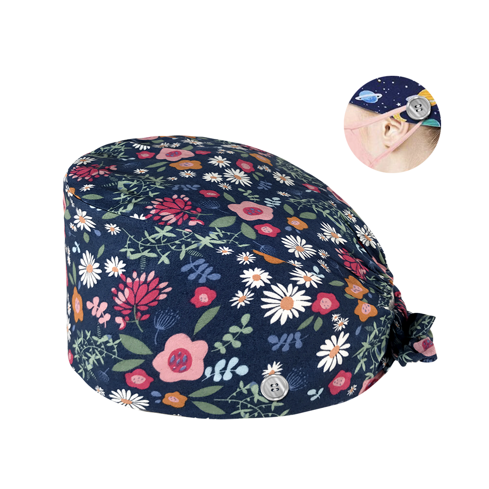 HC2K22003Wholesale Breathable lab hat Laboratory hat the Buttons scrub caps adjustable unisex Pet grooming work: 22120