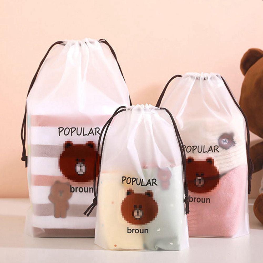 3Pcs Trekkoord Zak Plastic Tasje Scrub Schoenen Reizen Opbergtas Transparante Kleding Sokken Plastic Verpakking Zak: 1