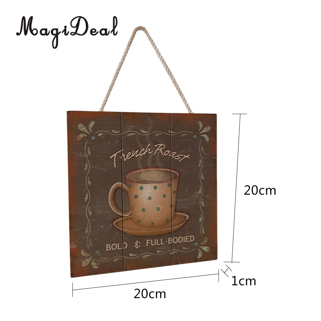 20x20cm Shabby Chic Solid Wood Coffee Sign Plaque Cafe Bar Dining Room Hanging Decor