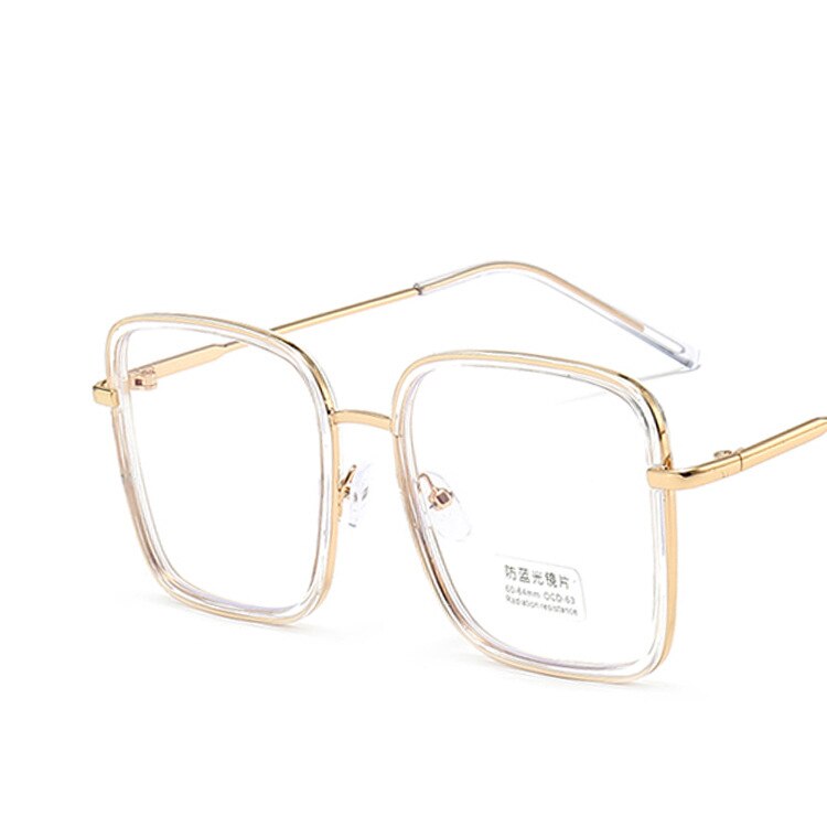 Zilead anti blue ray briller computer briller store firkantede optiske briller læsebriller unisex kvinder mænd optiske: Gennemsigtig