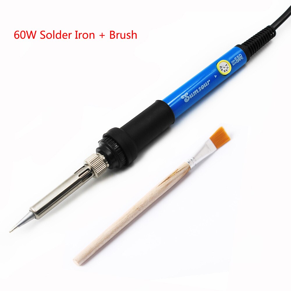 Solder Eisen 60 watt Einstellbare Temperatur Elektrische Lötkolben 110 v/220 v EU/Us-stecker Für Rework schweißen Reparatur Werkzeuge: 110V US Plug / Iron and Brush