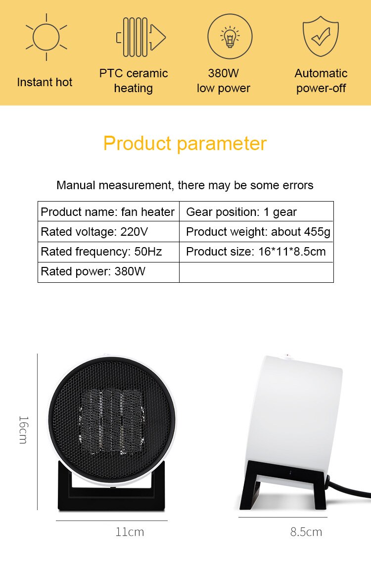 Portable Industrial Electric Heater Thermostat Air Warmer Radiator Room Heater 2KW Fast Heat 3 Gear Adjust Overheat Protection