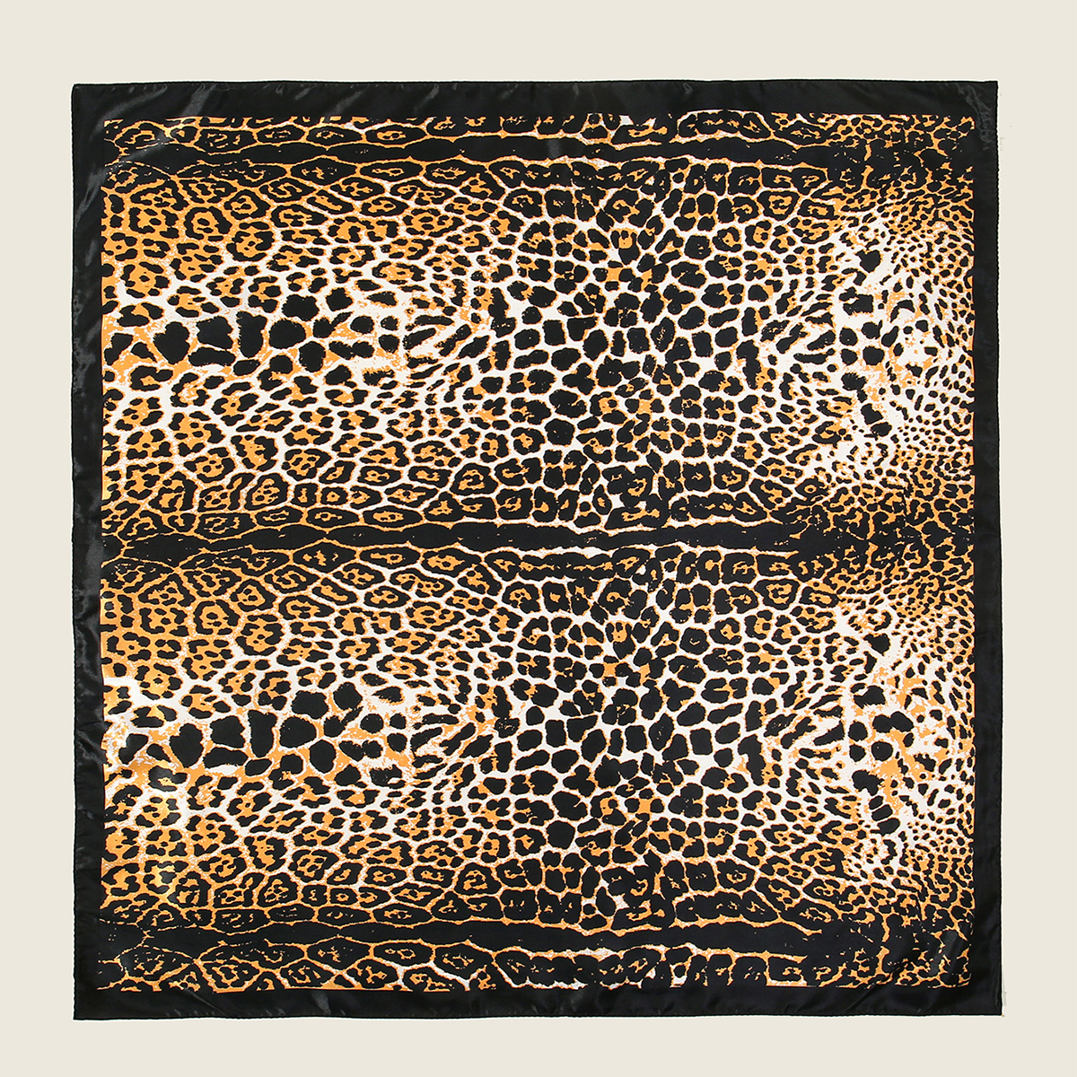 Seidenschal mit Leopardenmuster für -Luxusmarke, Halstuch, Hals, Kopf-/Haarschals, Bandana, Taschentuch, Kopftuch, 90 x 90 cm: Grau