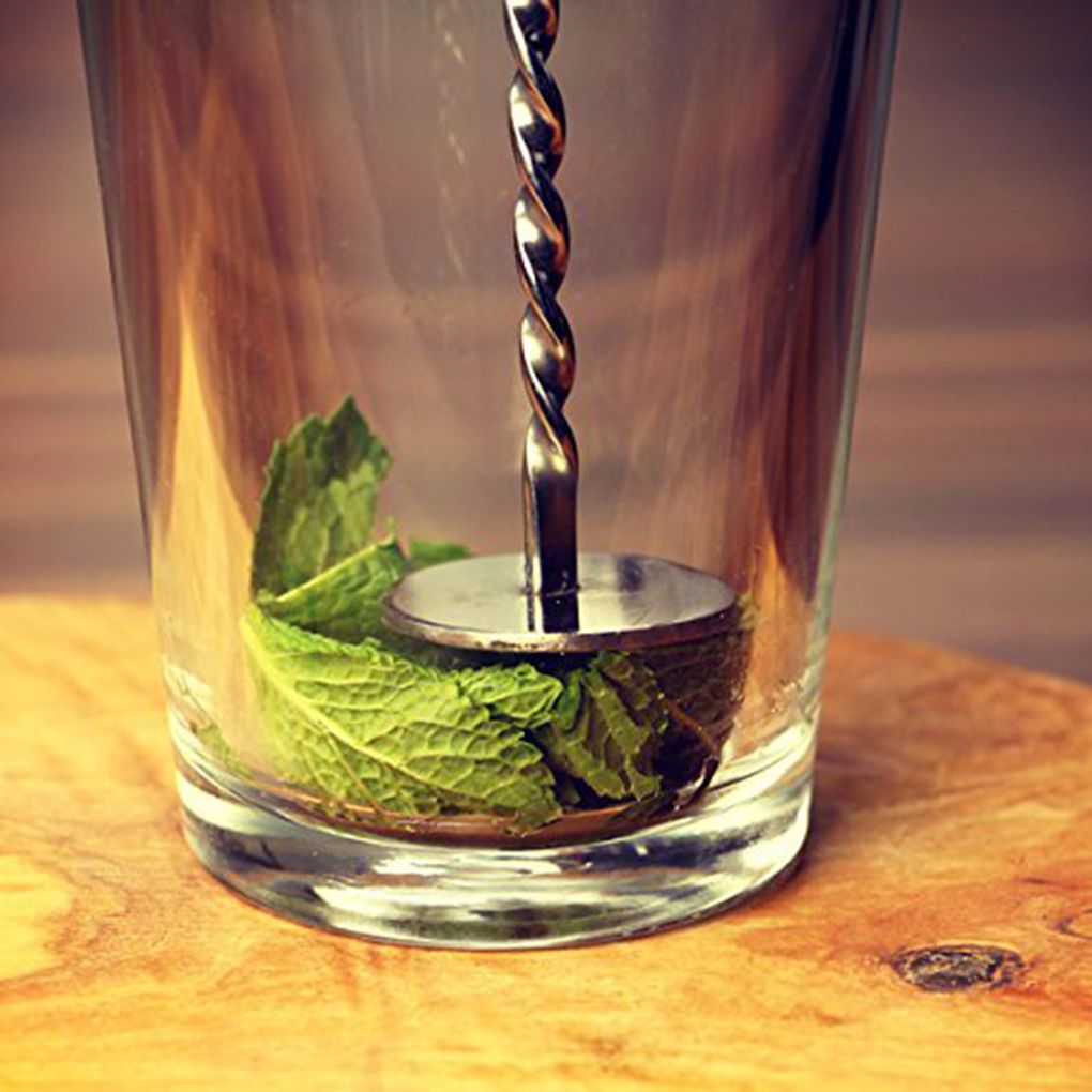 Cocktailbar skeer i rustfrit stål spiralmønster drink shaker muddler omrører snoet blandeske