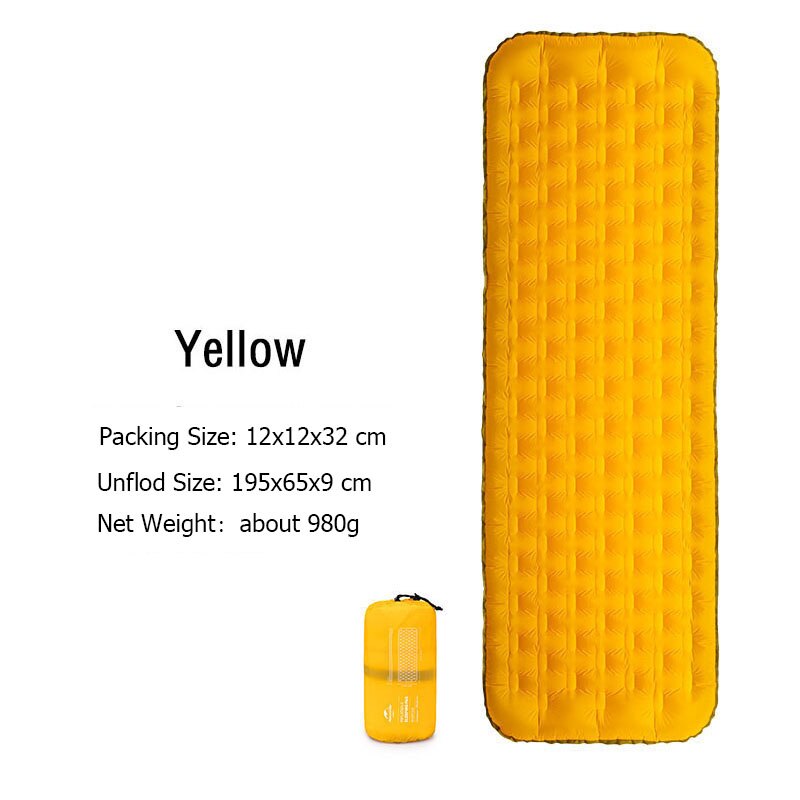 Naturehike Inflatable Mattress Ultralight Folding Bed Portable Single Camping Mat Sleeping Pad 3D Side Wall Inflatable Bed: Yellow