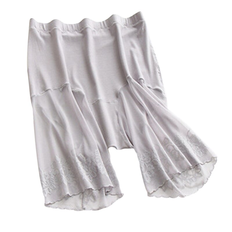 Pantalones cortos de seguridad para mujer, Shorts sexys de encaje, antirozaduras, hasta el muslo, talla grande: Gray / Extra Large Size