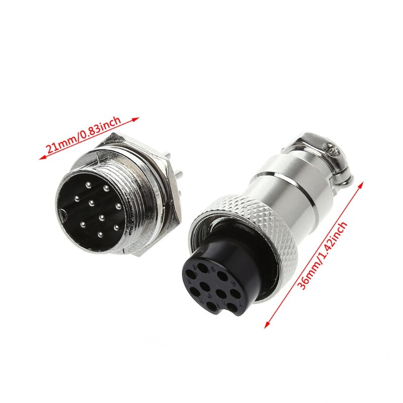 GX16 Stecker männlich & weiblich Draht Tafel Metall Stecker 2/3/4/5/6/8/9 Stift 16mm: 9 Stift