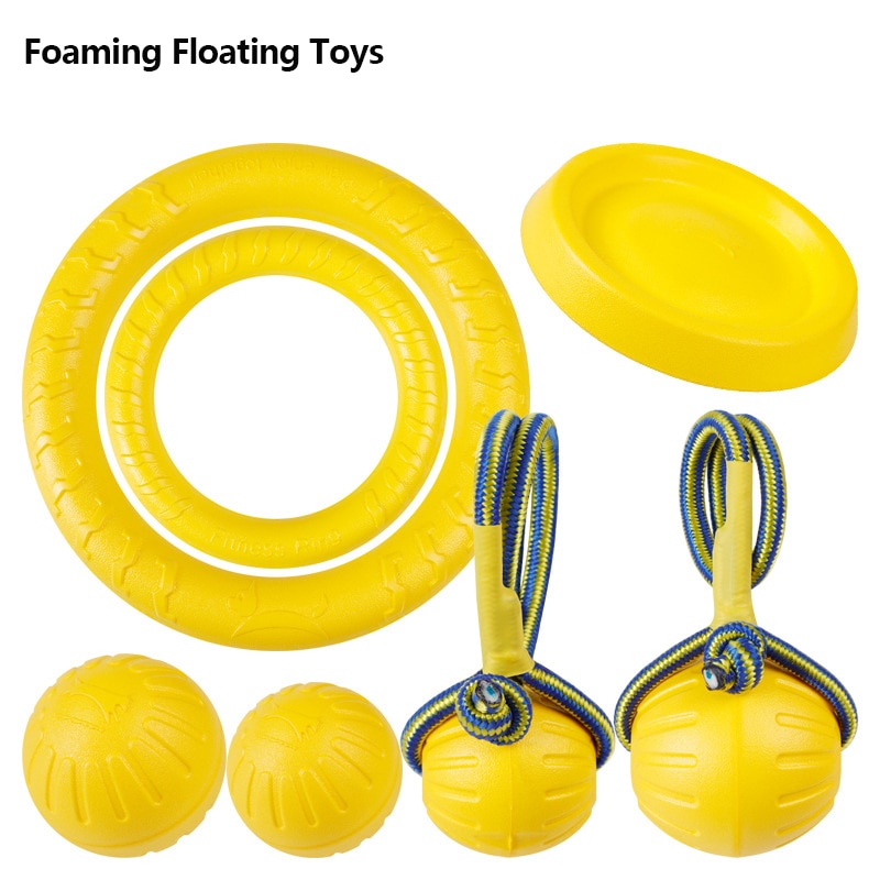 Yellow Pet Toy Dog Training Floating Toys Pet Ball Bite Pull Ring Flying Discs Foam Bite Resistant Dog Interactive Toys