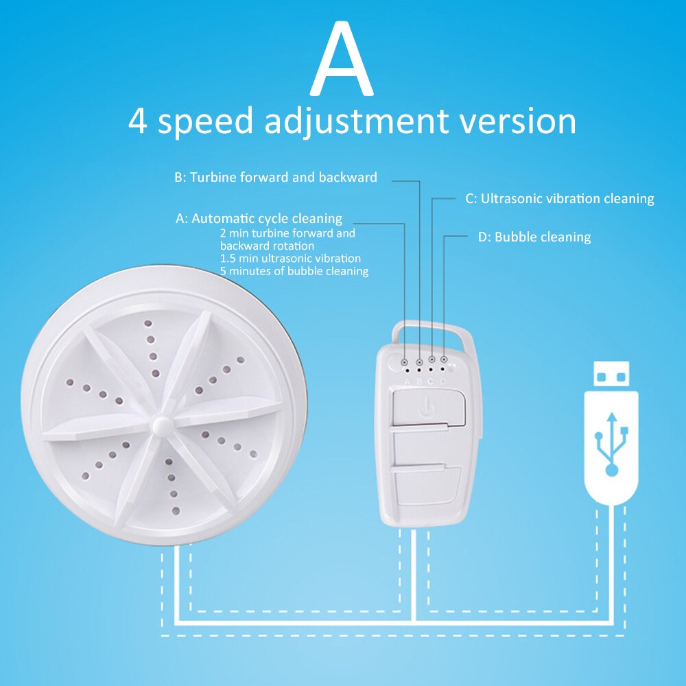 Mini Ultrasonic Washing Machine Portable Washer And Dryer Machine Laundry USB Cleaner For Home Travel Business Trip Camping