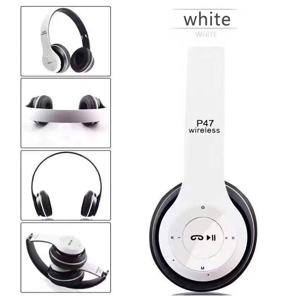Hoofdtelefoon Draadloze Bluetooth Hoofdtelefoon Game Opvouwbare Hoofdtelefoon Voor Kleurrijke Bt 5.0 Headset Schoonheid Bluetooth Hoofdtelefoon: WHITE