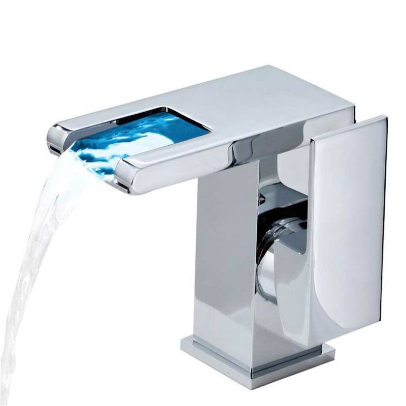 Vandfald forfængelighedskran led 3 farver håndvask lysende og koldt vand vandhane blandingsbatteri til badeværelse toilet køkkenhane: Galvaniseret
