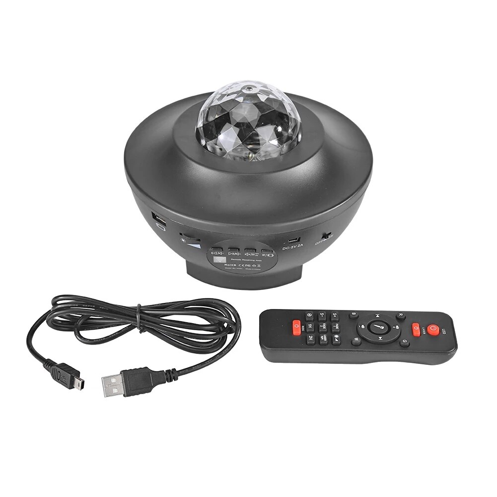 Projektor gwiazd, kolorowa lampka nocna z odtwarzaczem muzycznym dla dzieci, urządzenie sterowane głosem, wyświetlające na suficie i ścianach gwiaździste niebo, romantyczna lampa, łączność przez Bluetooth i USB