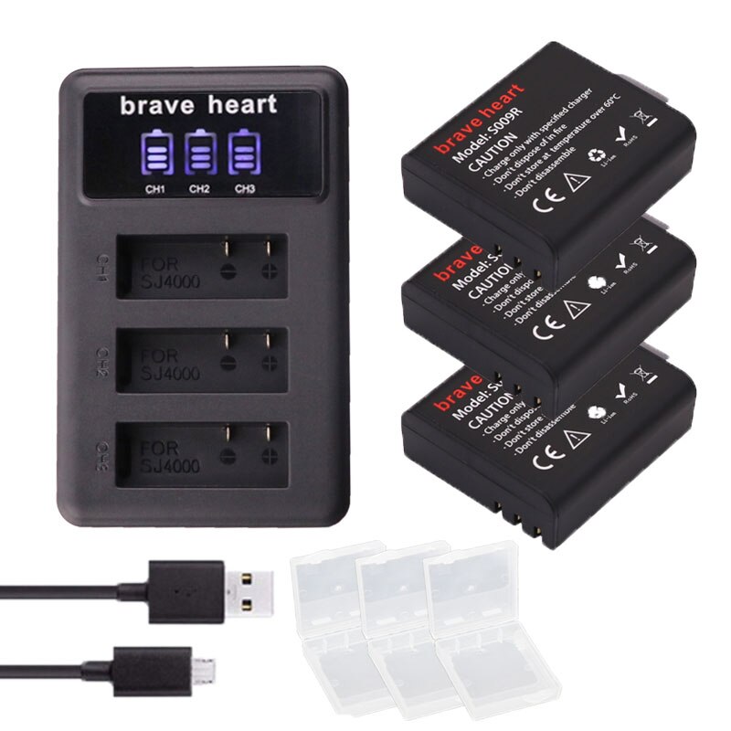 Batería con funda para sj4000 + batería sj 4000, para cámara SJCAM sj4000 sj5000 sj5000x sj6000 sj7000 sj8000 sj9000 M10