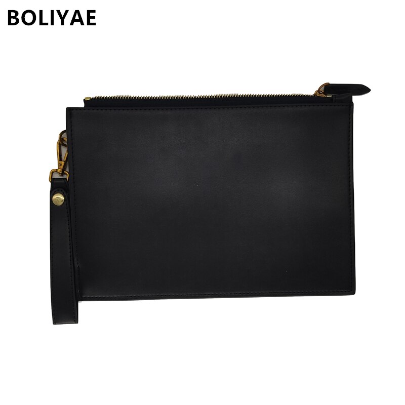 BOLIYAE Simple Men Women leather Handbag Clutch Bag Envelope Bags Wristlets Bags Women Clutch Men purse