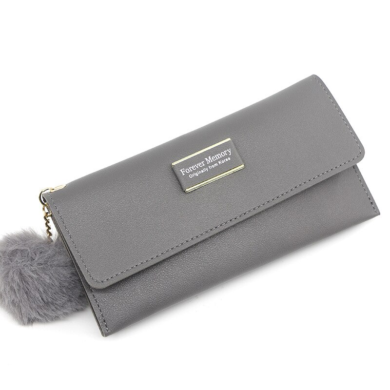 Korean Style Women's Long Style Wit Zipper Wallet Simple Dark Plaid Clutch Women's Long Bag Wallet Wallet Coin Purse: grey