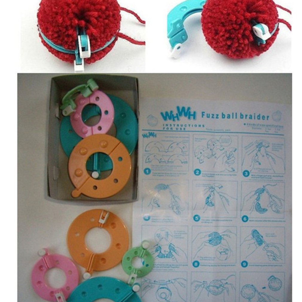 4 Maten Pom Pom Maker Fluff Ball Weave Needlecraft Breien Diy Naald Ambacht Wol Tool Garen Kit Tool Diy Naaien gereedschap