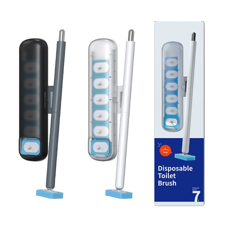 Brosse de toilette jetable à Long manche, tête de brosse remplaçable sans poinçonnage, ensemble d&#39;accessoires de salle de bain ménagers, outils de nettoyage de WC