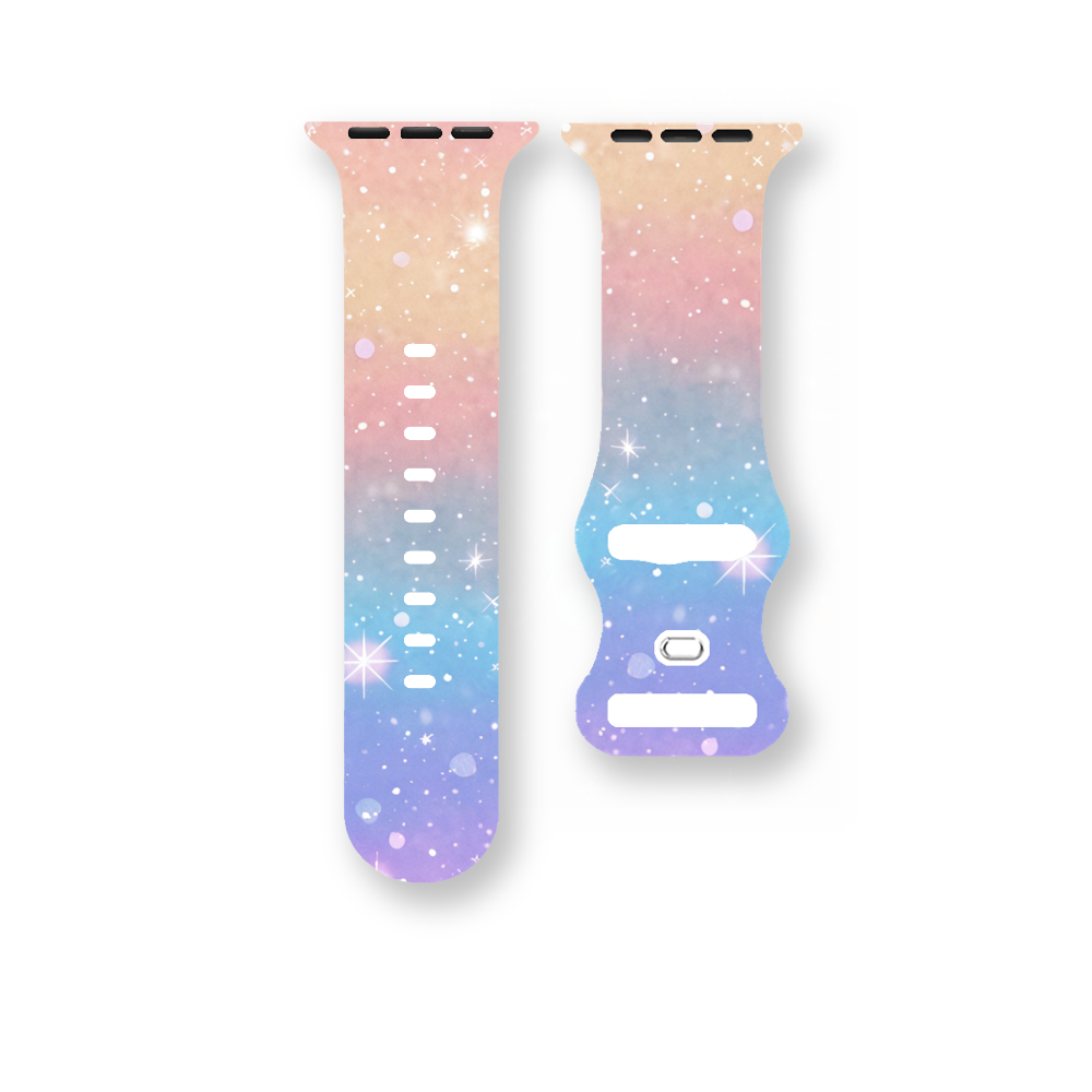 Correa de silicona suave Rainbow Macaron para Apple Watch 9 8 7 6 5 Ultra SE tamaño 38 40 41 42 44 45 49mm correa adecuada para todos los iWatch: S / Blue pink