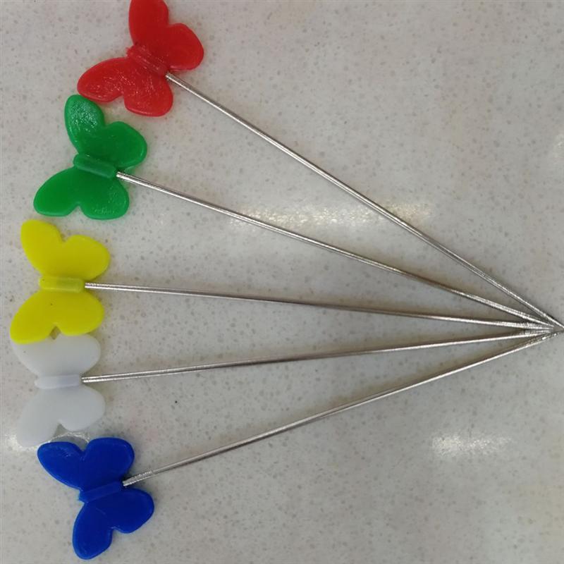 100 Pcs Patchwork Pinnen Plastic Straight Quilten Vlinder Push Pins Naaien Pin Platte Kop Pin Voor Ambachten Diy Projecten