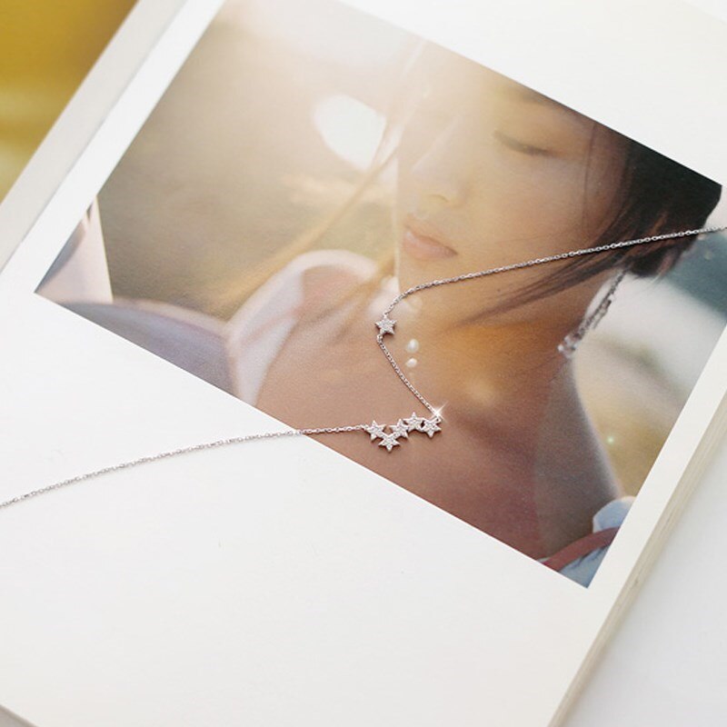 925 Sterling Silver Chain Necklaces Star Pendants&Necklaces Jewelry Collar Colar de Plata