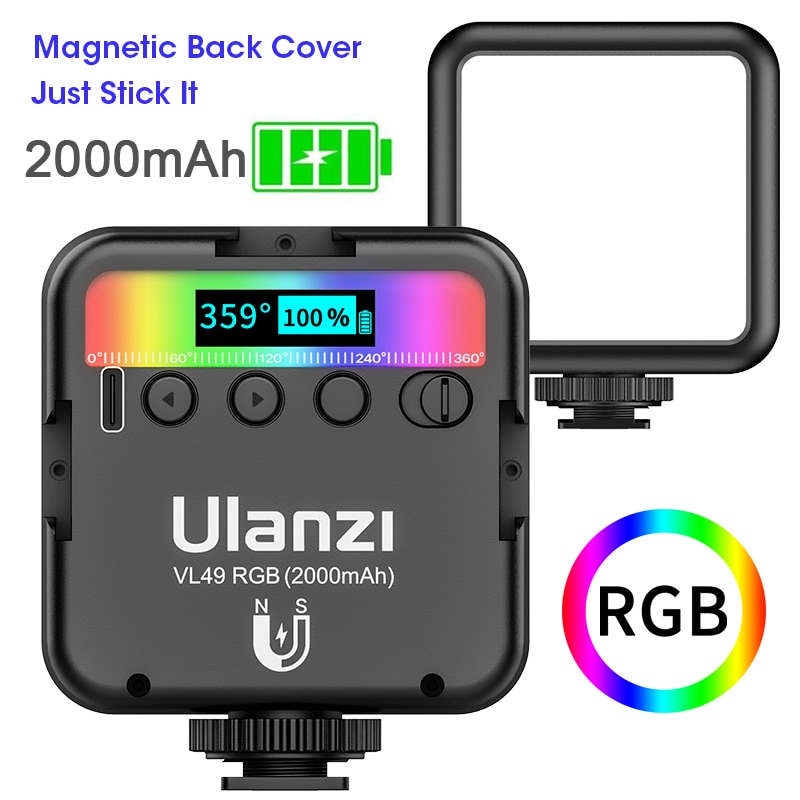 Ulanzi VL49 Full Color Mini Rgb Led Video Light 2500K-9000K Magnetische Mini Vul Licht Verlengen 3 koude Schoen 2000Mah