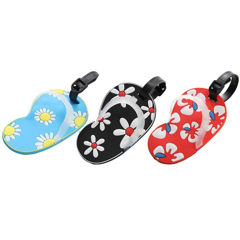 Persoonlijkheid slippers pvc zacht plastic bagagelabel vrouwen id adres houder bagage instapkaart draagbare labels