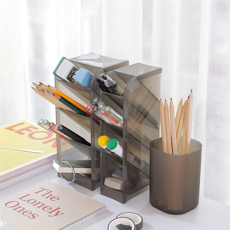 Diagonal Pen Holder Desk Desktop Storage Box Stationery Rack Cosmetic Pencil Organizer Portable School Office Supplies