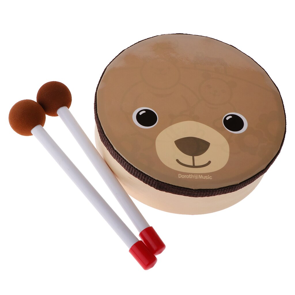 Patrón de oso de dibujos animados, tambor de mano, juguete de percusión para instrumentos musicales, aprendizaje, Educación Temprana, de cumpleaños